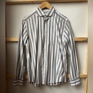 Slim Fit Green Cotton/Linen Shirt